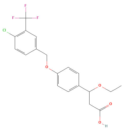 3-[4-[[4-chloro-3-(trifluoromethyl)phenyl]methoxy]phenyl]-3-ethoxypropanoic acid (CAS: 1202575-82-3) - Related Chemical Product