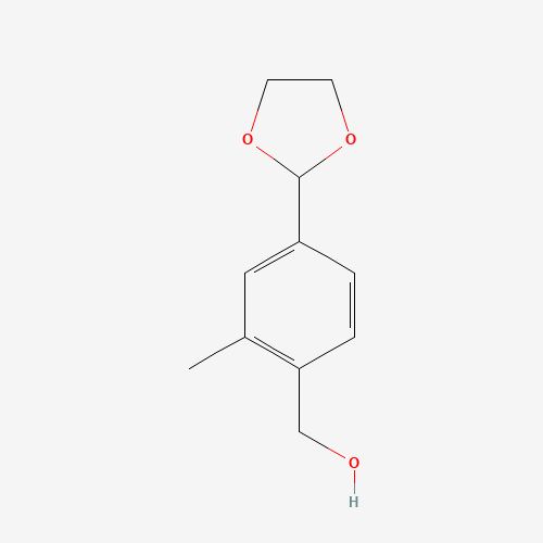 [4-(1,3-dioxolan-2-yl)-2-methylphenyl]methanol (CAS: 1423072-08-5) - Chemical Structure and Molecular Formula 