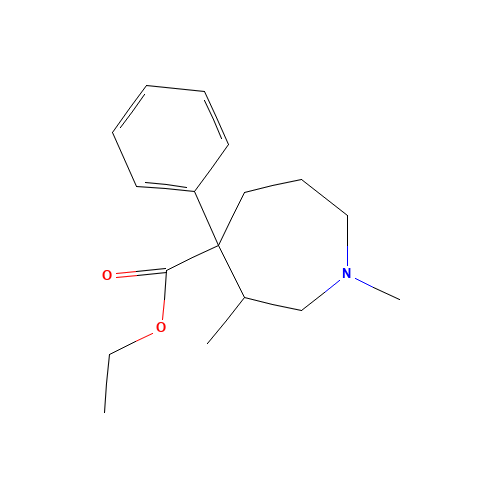 ethyl 1,3-dimethyl-4-phenylazepane-4-carboxylate (CAS: 509-84-2) - Chemical Structure and Molecular Formula 