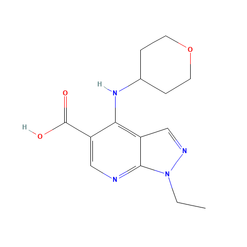 1-ethyl-4-(oxan-4-ylamino)pyrazolo[3,4-b]pyridine-5-carboxylic acid (CAS: 675112-03-5) - Related Chemical Product