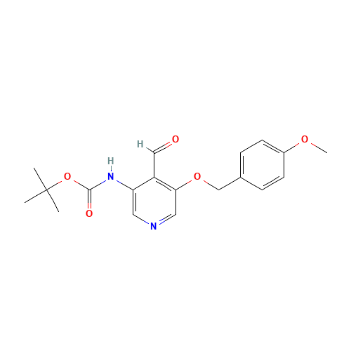 tert-butyl N-[4-formyl-5-[(4-methoxyphenyl)methoxy]pyridin-3-yl]carbamate (CAS: 552331-77-8) - Chemical Structure and Molecular Formula 