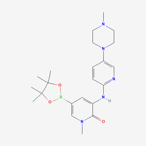 1-methyl-3-[[5-(4-methylpiperazin-1-yl)pyridin-2-yl]amino]-5-(4,4,5,5-tetramethyl-1,3,2-dioxaborolan-2-yl)pyridin-2-one (CAS: 1242156-62-2) - Chemical Structure and Molecular Formula 
