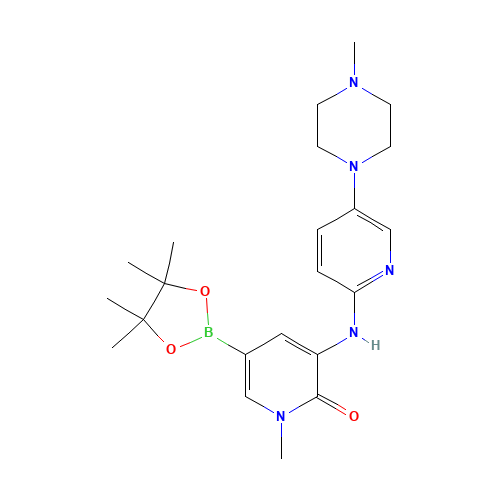 1-methyl-3-[[5-(4-methylpiperazin-1-yl)pyridin-2-yl]amino]-5-(4,4,5,5-tetramethyl-1,3,2-dioxaborolan-2-yl)pyridin-2-one (CAS: 1242156-62-2) - Related Chemical Product