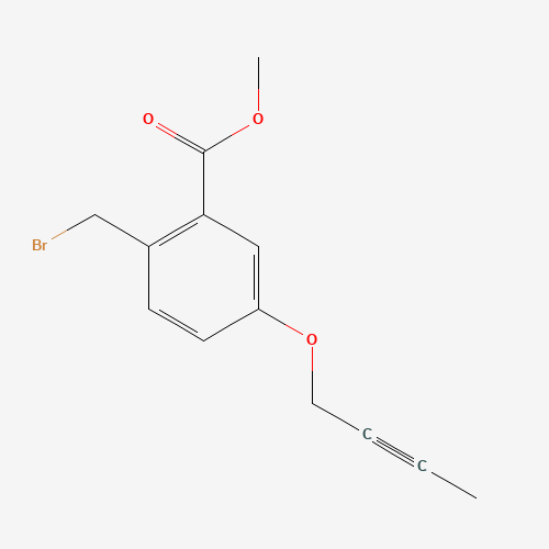 methyl 2-(bromomethyl)-5-but-2-ynoxybenzoate (CAS: 916450-91-4) - Chemical Structure and Molecular Formula 