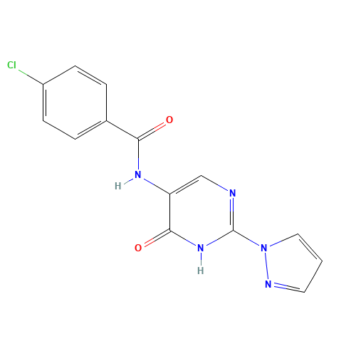 4-chloro-N-(6-oxo-2-pyrazol-1-yl-1H-pyrimidin-5-yl)benzamide (CAS: 1343457-48-6) - Related Chemical Product