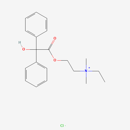 ethyl-[2-(2-hydroxy-2,2-diphenylacetyl)oxyethyl]-dimethylazanium;chloride (CAS: 1164-38-1) - Chemical Structure and Molecular Formula 