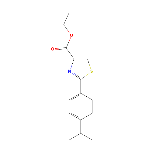 ethyl 2-(4-propan-2-ylphenyl)-1,3-thiazole-4-carboxylate (CAS: 886368-07-6) - Chemical Structure and Molecular Formula 
