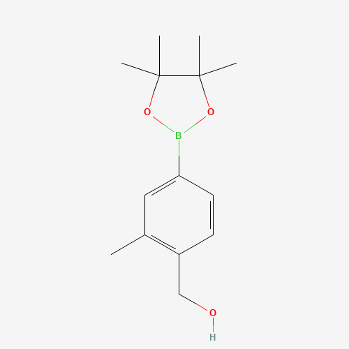 [2-methyl-4-(4,4,5,5-tetramethyl-1,3,2-dioxaborolan-2-yl)phenyl]methanol (CAS: 1160430-87-4) - Chemical Structure and Molecular Formula 