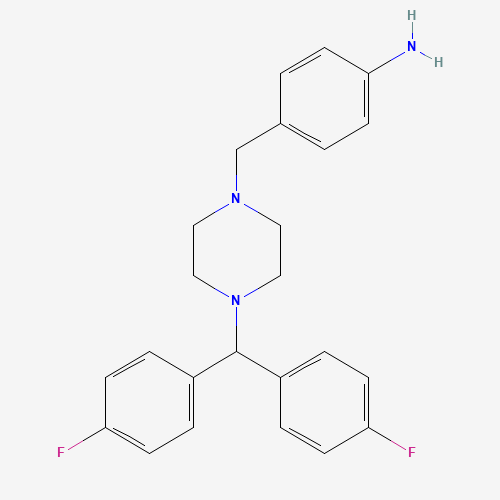 4-[[4-[bis(4-fluorophenyl)methyl]piperazin-1-yl]methyl]aniline (CAS: 914349-63-6) - Chemical Structure and Molecular Formula 