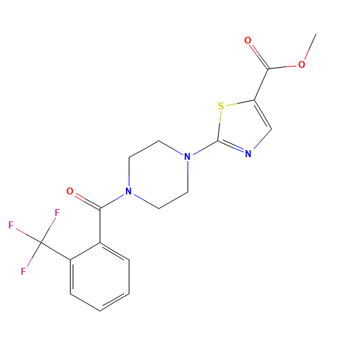 methyl 2-[4-[2-(trifluoromethyl)benzoyl]piperazin-1-yl]-1,3-thiazole-5-carboxylate (CAS: 881384-32-3) - Related Chemical Product