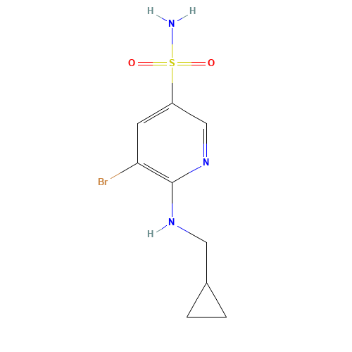 5-bromo-6-(cyclopropylmethylamino)pyridine-3-sulfonamide (CAS: 1446236-93-6) - Chemical Structure and Molecular Formula 