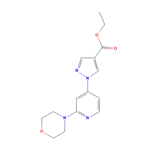 ethyl 1-(2-morpholin-4-ylpyridin-4-yl)pyrazole-4-carboxylate (CAS: 1429309-21-6) - Chemical Structure and Molecular Formula 