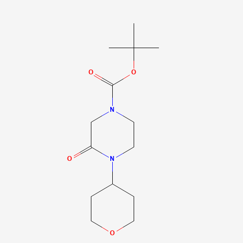 tert-butyl 4-(oxan-4-yl)-3-oxopiperazine-1-carboxylate (CAS: 1400755-13-6) - Chemical Structure and Molecular Formula 