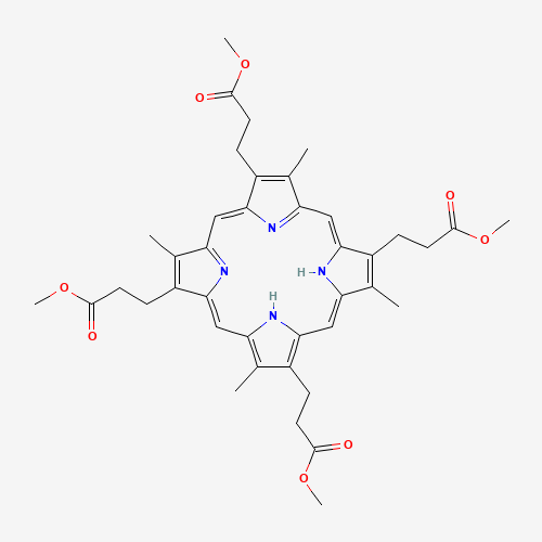 methyl 3-[7,12,17-tris(3-methoxy-3-oxopropyl)-3,8,13,18-tetramethyl-21,22-dihydroporphyrin-2-yl]propanoate (CAS: 25767-20-8) - Chemical Structure and Molecular Formula 