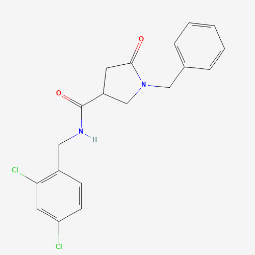 1-benzyl-N-[(2,4-dichlorophenyl)methyl]-5-oxopyrrolidine-3-carboxamide (CAS: 851269-75-5) - Chemical Structure and Molecular Formula 