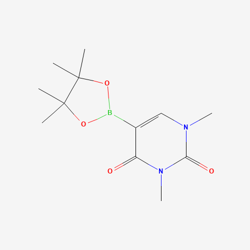 1,3-dimethyl-5-(4,4,5,5-tetramethyl-1,3,2-dioxaborolan-2-yl)pyrimidine-2,4-dione (CAS: 269410-01-7) - Chemical Structure and Molecular Formula 