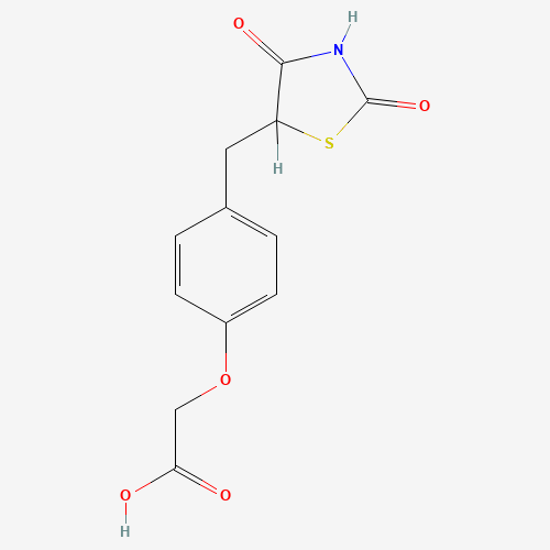 2-[4-[(2,4-dioxo-1,3-thiazolidin-5-yl)methyl]phenoxy]acetic acid (CAS: 179087-93-5) - Chemical Structure and Molecular Formula 