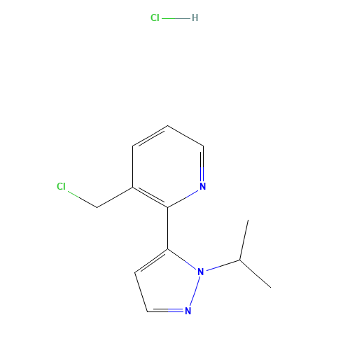 3-(chloromethyl)-2-(2-propan-2-ylpyrazol-3-yl)pyridine;hydrochloride (CAS: 1446321-95-4) - Chemical Structure and Molecular Formula 