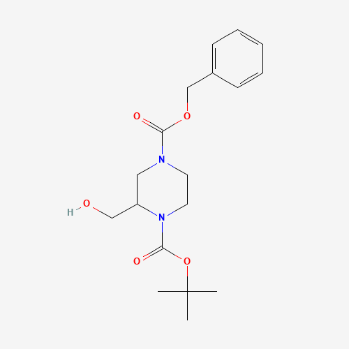 4-O-benzyl 1-O-tert-butyl 2-(hydroxymethyl)piperazine-1,4-dicarboxylate chemical structure 4-O-benzyl 1-O-tert-butyl 2-(hydroxymethyl)piperazine-1,4-dicarboxylate (CAS: 557056-07-2) - Chemical Structure and Molecular Formula