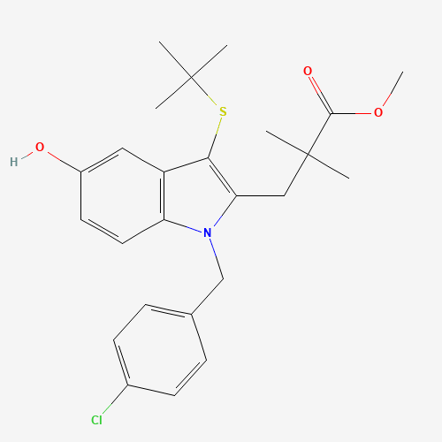 methyl 3-[3-tert-butylsulfanyl-1-[(4-chlorophenyl)methyl]-5-hydroxyindol-2-yl]-2,2-dimethylpropanoate (CAS: 136694-17-2) - Related Chemical Product