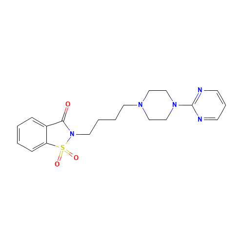1,1-dioxo-2-[4-(4-pyrimidin-2-ylpiperazin-1-yl)butyl]-1,2-benzothiazol-3-one (CAS: 95847-70-4) - Related Chemical Product