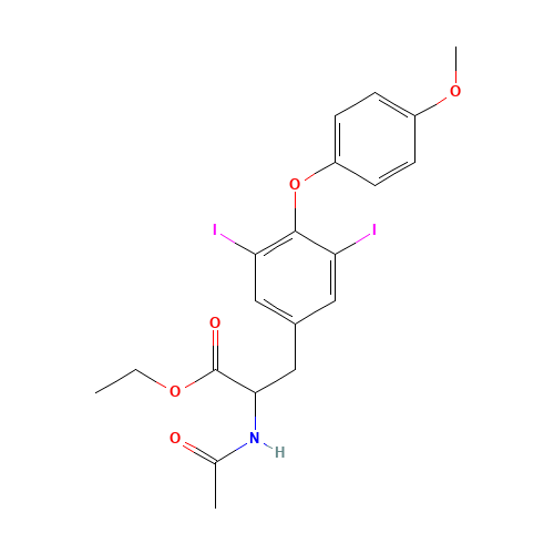 ethyl 2-acetamido-3-[3,5-diiodo-4-(4-methoxyphenoxy)phenyl]propanoate (CAS: 83249-56-3) - Chemical Structure and Molecular Formula 