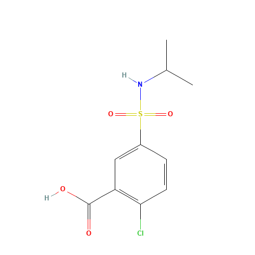 2-chloro-5-(propan-2-ylsulfamoyl)benzoic acid (CAS: 74138-28-6) - Chemical Structure and Molecular Formula 
