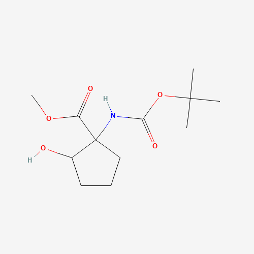 methyl 2-hydroxy-1-[(2-methylpropan-2-yl)oxycarbonylamino]cyclopentane-1-carboxylate (CAS: 1453267-35-0) - Chemical Structure and Molecular Formula 