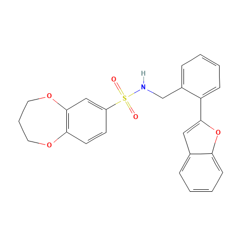 N-[[2-(1-benzofuran-2-yl)phenyl]methyl]-3,4-dihydro-2H-1,5-benzodioxepine-7-sulfonamide (CAS: 920953-28-2) - Chemical Structure and Molecular Formula 