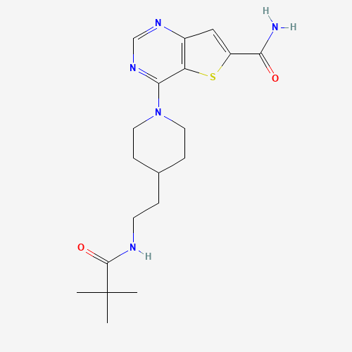 4-[4-[2-(2,2-dimethylpropanoylamino)ethyl]piperidin-1-yl]thieno[3,2-d]pyrimidine-6-carboxamide (CAS: 1431411-60-7) - Related Chemical Product