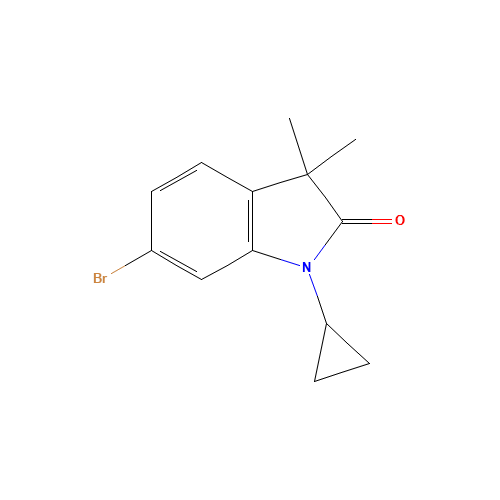 6-bromo-1-cyclopropyl-3,3-dimethylindol-2-one (CAS: 1581753-62-9) - Chemical Structure and Molecular Formula 