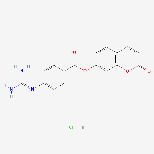 (4-methyl-2-oxochromen-7-yl) 4-(diaminomethylideneamino)benzoate;hydrochloride (CAS: 34197-46-1) - Chemical Structure and Molecular Formula 