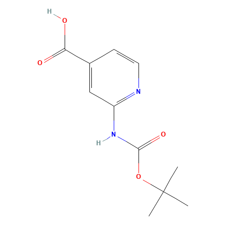 2-[(2-methylpropan-2-yl)oxycarbonylamino]pyridine-4-carboxylic acid (CAS: 365412-92-6) - Chemical Structure and Molecular Formula 
