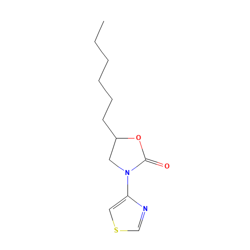 5-hexyl-3-(1,3-thiazol-4-yl)-1,3-oxazolidin-2-one (CAS: 1174336-91-4) - Chemical Structure and Molecular Formula 