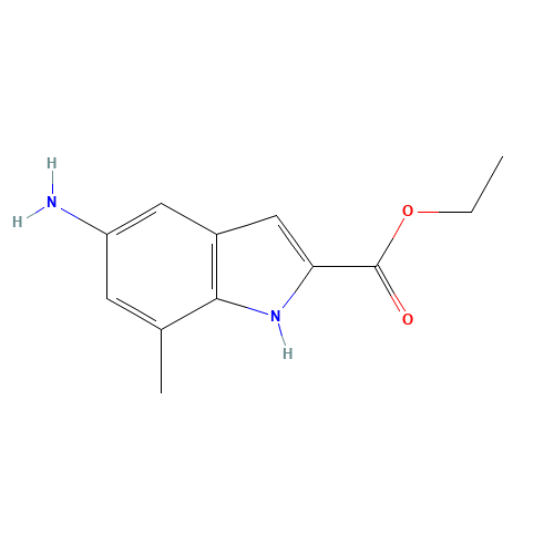 ethyl 5-amino-7-methyl-1H-indole-2-carboxylate (CAS: 1352906-45-6) - Chemical Structure and Molecular Formula 