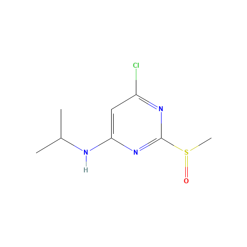6-chloro-2-methylsulfinyl-N-propan-2-ylpyrimidin-4-amine (CAS: 1289386-63-5) - Chemical Structure and Molecular Formula 