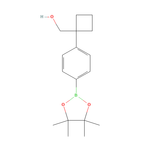 [1-[4-(4,4,5,5-tetramethyl-1,3,2-dioxaborolan-2-yl)phenyl]cyclobutyl]methanol (CAS: 1398331-84-4) - Chemical Structure and Molecular Formula 