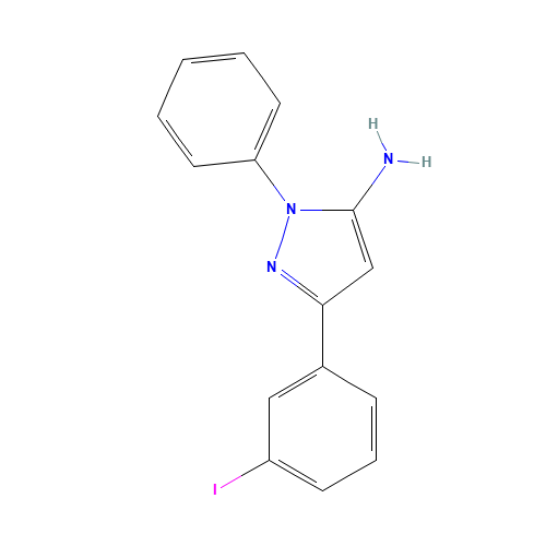 5-(3-iodophenyl)-2-phenylpyrazol-3-amine (CAS: 1017781-35-9) - Chemical Structure and Molecular Formula 