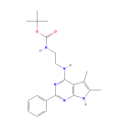 tert-butyl N-[2-[(5,6-dimethyl-2-phenyl-7H-pyrrolo[2,3-d]pyrimidin-4-yl)amino]ethyl]carbamate (CAS: 343632-96-2) - Related Chemical Product
