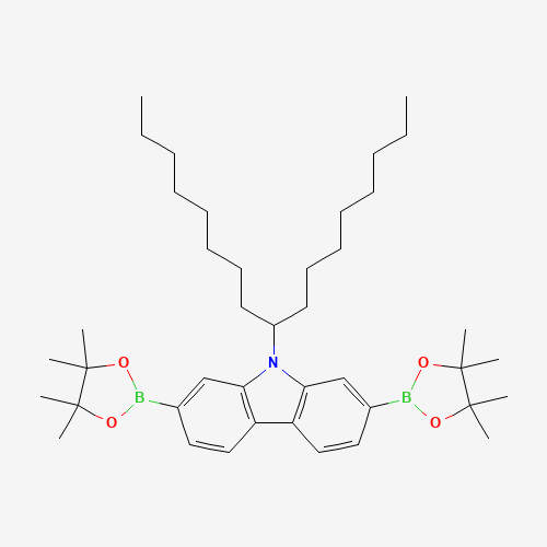 9-heptadecan-9-yl-2,7-bis(4,4,5,5-tetramethyl-1,3,2-dioxaborolan-2-yl)carbazole (CAS: 958261-51-3) - Chemical Structure and Molecular Formula 
