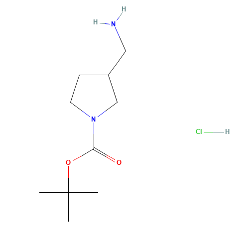tert-butyl 3-(aminomethyl)pyrrolidine-1-carboxylate;hydrochloride (CAS: 1188264-09-6) - Chemical Structure and Molecular Formula 