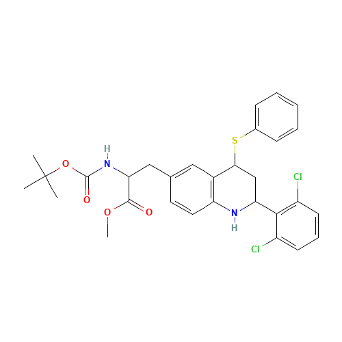 methyl 3-[2-(2,6-dichlorophenyl)-4-phenylsulfanyl-1,2,3,4-tetrahydroquinolin-6-yl]-2-[(2-methylpropan-2-yl)oxycarbonylamino]propanoate (CAS: 623144-12-7) - Related Chemical Product