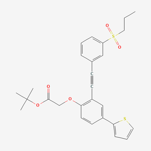 tert-butyl 2-[2-[2-(3-propylsulfonylphenyl)ethynyl]-4-thiophen-2-ylphenoxy]acetate (CAS: 1240288-38-3) - Chemical Structure and Molecular Formula 