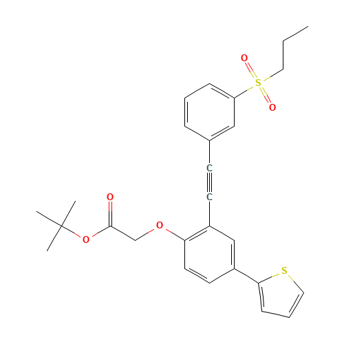 tert-butyl 2-[2-[2-(3-propylsulfonylphenyl)ethynyl]-4-thiophen-2-ylphenoxy]acetate (CAS: 1240288-38-3) - Related Chemical Product