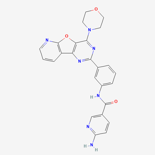 6-amino-N-[3-(4-morpholin-4-ylpyrido[2,3]furo[2,4-b]pyrimidin-2-yl)phenyl]pyridine-3-carboxamide (CAS: 371942-69-7) - Chemical Structure and Molecular Formula 