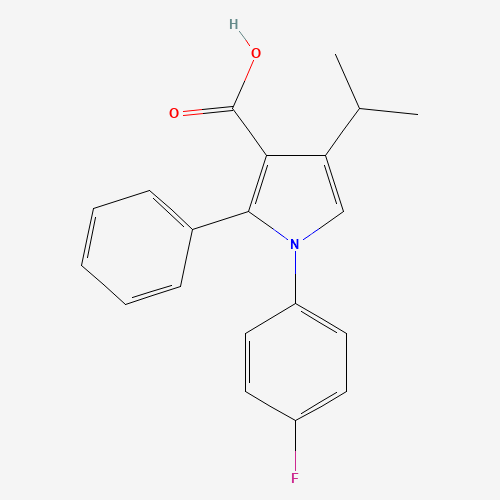 1-(4-fluorophenyl)-2-phenyl-4-propan-2-ylpyrrole-3-carboxylic acid (CAS: 1188264-93-8) - Chemical Structure and Molecular Formula 