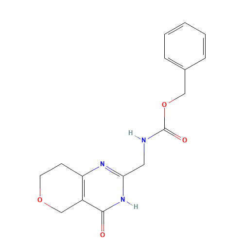 benzyl N-[(4-oxo-1,5,7,8-tetrahydropyrano[4,3-d]pyrimidin-2-yl)methyl]carbamate (CAS: 1418131-84-6) - Chemical Structure and Molecular Formula 