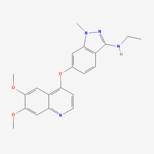 6-(6,7-dimethoxyquinolin-4-yl)oxy-N-ethyl-1-methylindazol-3-amine (CAS: 862178-76-5) - Chemical Structure and Molecular Formula 