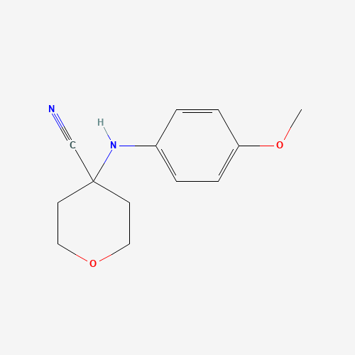 4-(4-methoxyanilino)oxane-4-carbonitrile (CAS: 1179739-99-1) - Chemical Structure and Molecular Formula 