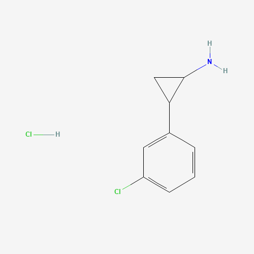2-(3-chlorophenyl)cyclopropan-1-amine;hydrochloride (CAS: 90942-38-4) - Chemical Structure and Molecular Formula 